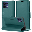 Tok Oppo Reno 13, ERBORD Glossy Litchi, pénztárca patenttal, zöld
