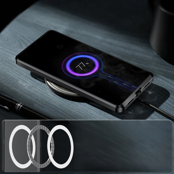 Kameravédő tok Samsung Galaxy S23 FE, CamShield MagSafe, átlátszó / fekete