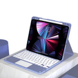 Tok + billentyűzet iPad 10.2 2021 / 2020 / 2019 / Air 10.5 2019, Leather Pen Slot TouchPad, lila