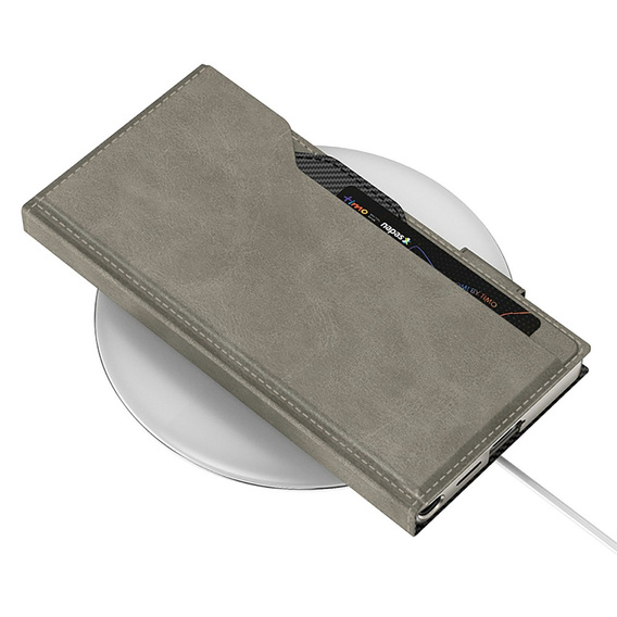 GKK kártyatartó flip tok Samsung Galaxy S26 Ultra készülékhez, szürke