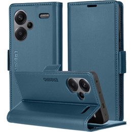 Tok Xiaomi Redmi Note 13 Pro+, ERBORD Glossy Litchi, pénztárca patenttal, kék