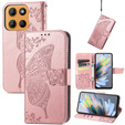 Pattintható tok a Motorola Moto G15 / Motorola Moto G15 Power, Butterfly, rózsaszín rose gold
