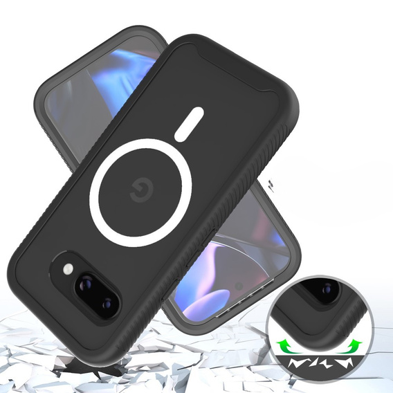 Tok Google Pixel 9a készülékhez, Shockproof, fóliával, MagSafe-hoz, fekete