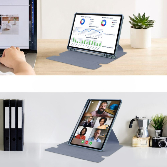 Billentyűzet tok Samsung Galaxy Tab S9+, Rotary 360° Leather, lila