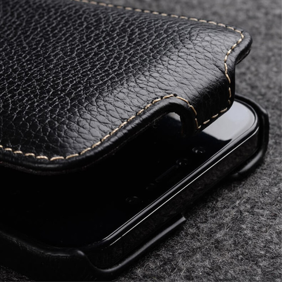 MELKCO flip tok iPhone 13-hoz, bőr, flip, fekete