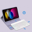 Kivilágított bluetooth billentyűzettel ellátott tok iPad 10.9 2022 (10 gen.), lila