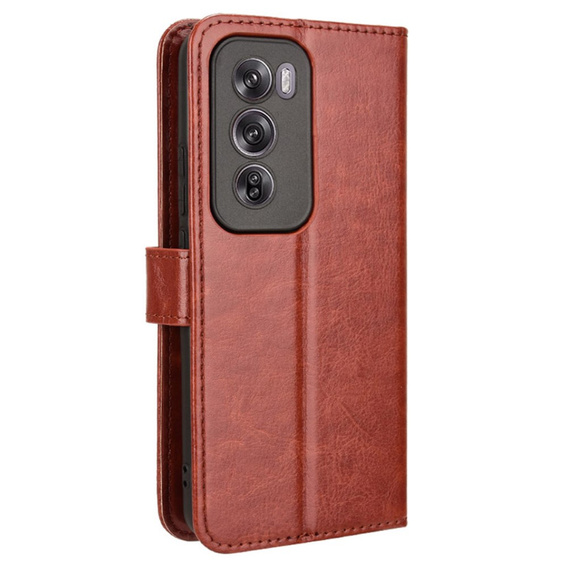 Pattintható tok a Oppo Reno 12 Pro, Crazy Horse Wallet, barna