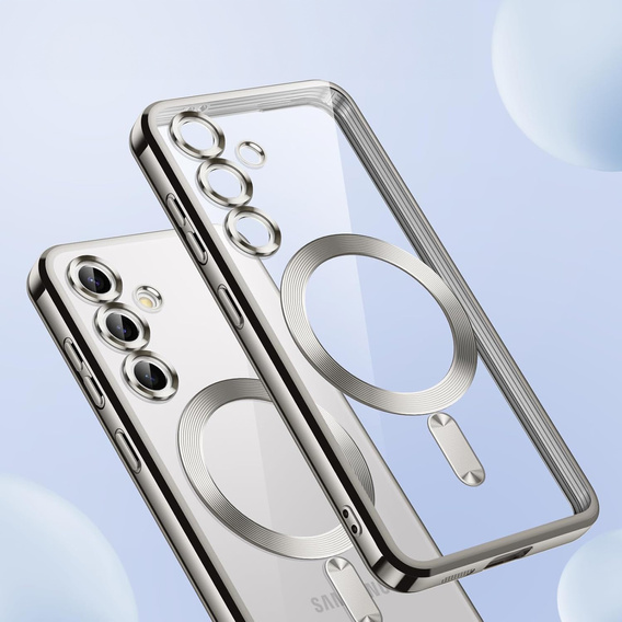 Tok Samsung Galaxy S25-hoz, Electro MagSafe, ezüst + üveg a képernyőhöz