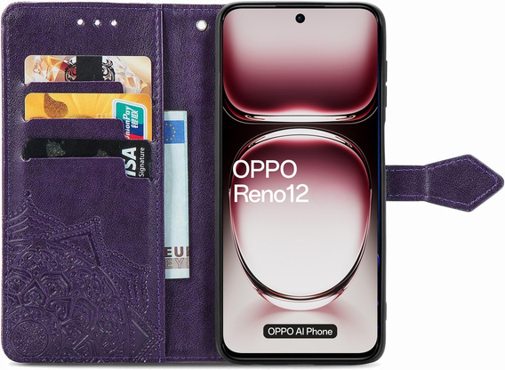 Pattintható tok a Oppo Reno 12, Mandala, lila