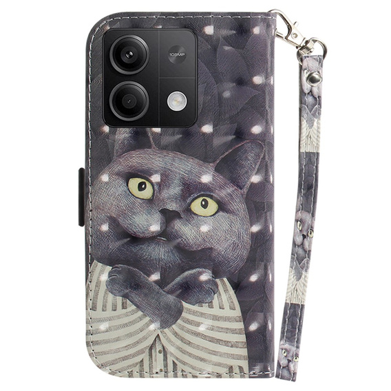Pattintható tok a Xiaomi Redmi Note 13 5G, Wallet, Cat szürke