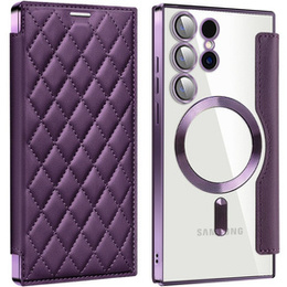 Pattintható tok a Samsung Galaxy S24 Ultra, RFID Wallet MagSafe CamShield, lila