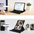 Billentyűzet tok Samsung Galaxy Tab S10 Lite / S10 FE / S9 FE, Rotary 360° Leather, fekete