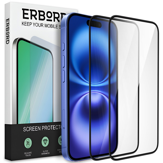 2x kerámia ERBORD hibrid üveg a iPhone 16 Plus