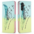 Pattintható tok a Samsung Galaxy A55 5G, Wallet, Feather, kék