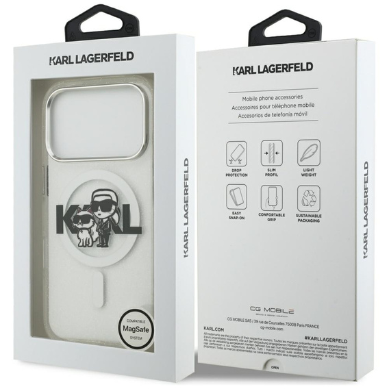 Karl Lagerfeld IML Glitter Karl és Choupette MagSafe tok iPhone 17 Pro készülékhez