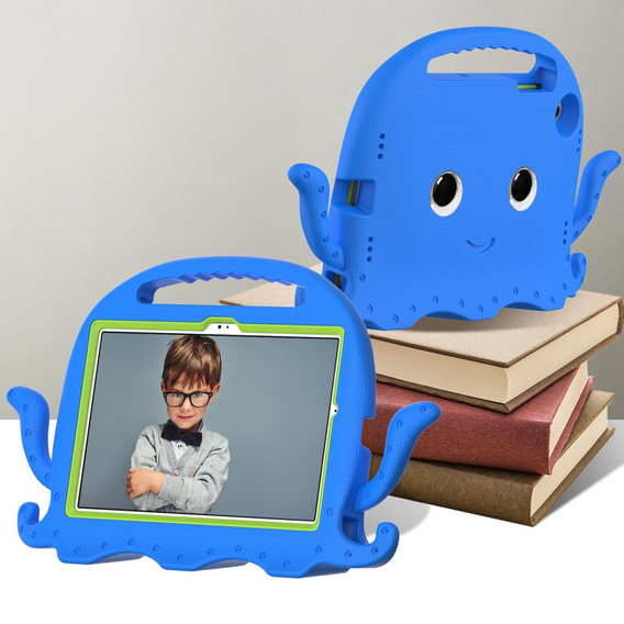 Gyerek tok Samsung Galaxy Tab A8 10.5, fogantyúval, polip, kék