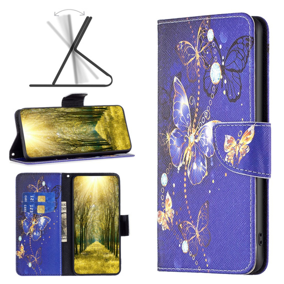 Pattintható tok a Xiaomi Redmi Note 13 Pro 5G, Wallet, Butterflies lila