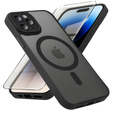 Tok iPhone 14 Pro-hoz, MagSafe, ERBORD Matt Case, fekete + képernyőüveg