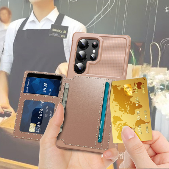 Tok Samsung Galaxy S25 Ultra, Card Holder Kickstand, fekete