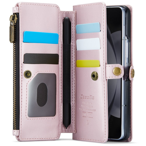 Tok CASEME Samsung Galaxy Z Fold6 5G, RFID Leather Wallet, vállpánttal, rózsaszín