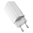 Baseus GaN2 Lite 65 W USB-C + USB-A hálózati töltő, fehér (EU)