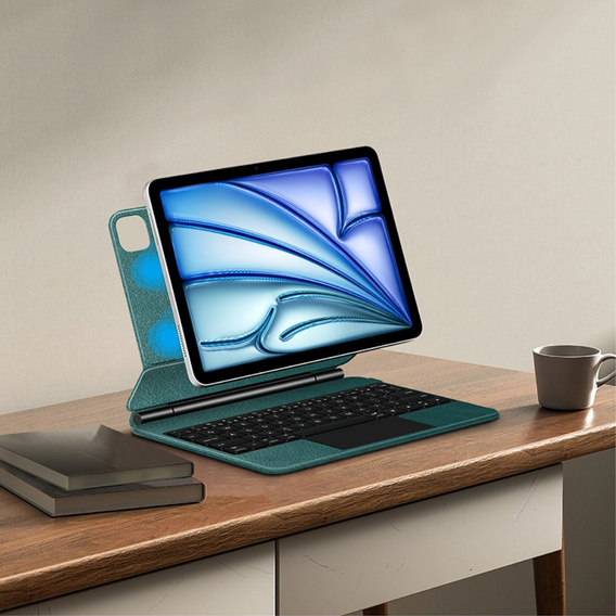 Billentyűzet tok iPad Air 11" 2024, Magnetic Keyboard Touchpad, zöld
