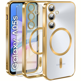 Tok Samsung Galaxy A05s-hoz, Electro MagSafe, arany + üveg a képernyőhöz
