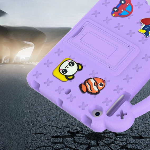 Gyermek tok iPad mini 7.9" 2019/2015/2014/2013/2012 (5/4/3/2/1 gen.), Cute Patterns, állvánnyal, lila