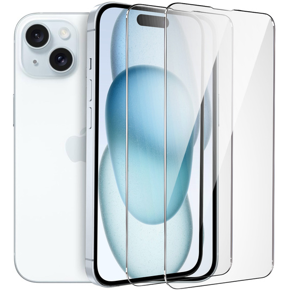 2x edzett üveg a iPhone 15 Plus, ERBORD 9H Hard Glass a képernyőn