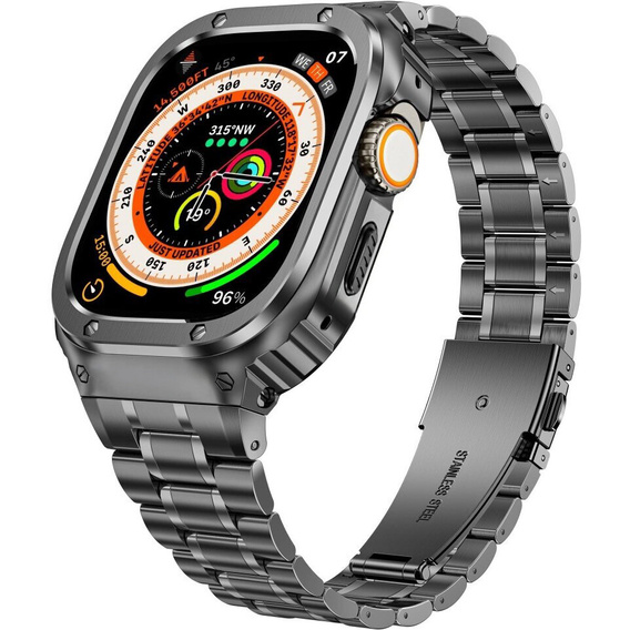 Acél karkötő tokkal Apple Watch 7/8/9 45MM, szürke