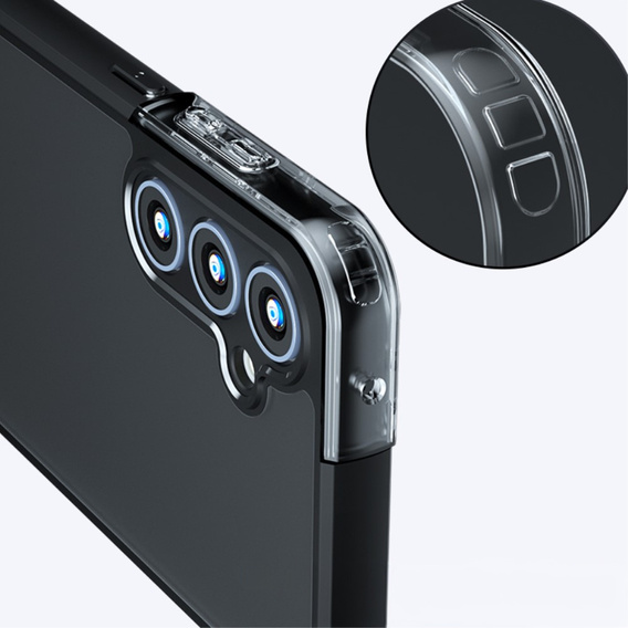 Tok Samsung Galaxy A35 5G, Fusion Hybrid, kameravédelemmel, átlátszó / fekete
