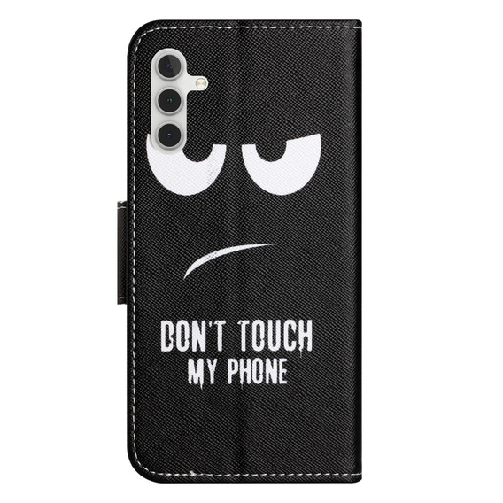 Pattintható tok a Samsung Galaxy M15 5G, Wallet, Don't Touch My Phone fekete