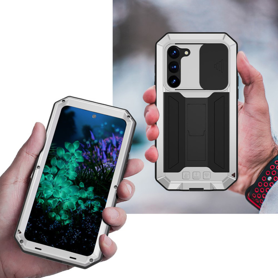 Páncélozott tok a Samsung Galaxy S23 Plus, R-JUST CamShield Slide, ezüst