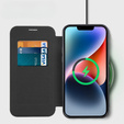 Pattintható tok a iPhone 15, RFID Wallet MagSafe CamShield, fekete