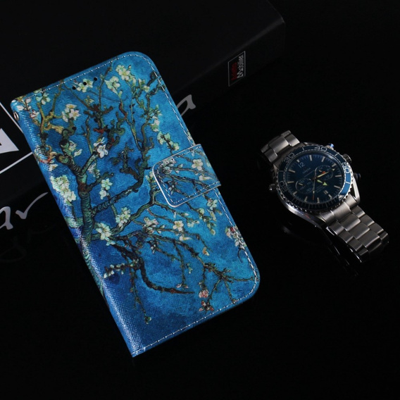 Pattintható tok a Oppo A17, Wallet flowers, kék