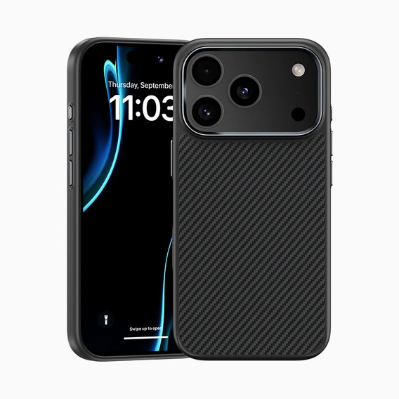 BENKS Kevlar Armor PRO Carbon Fiber 600D A070 tok MagSafe aktív gombbal iPhone 17 Pro Max készülékhez