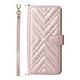 Tok patenttal a Xiaomi Redmi A5-hez, Crossbody Leather Wallet, rózsaszín