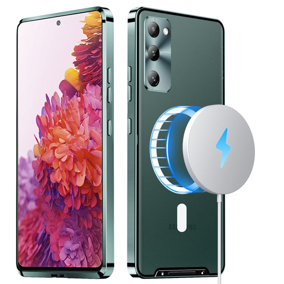Kameravédő tok Samsung Galaxy S20 FE, CamShield MagSafe, átlátszó / zöld