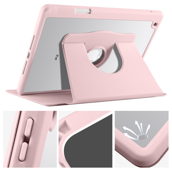 Tok iPad 10.2" 2021/2020/2019 (9/8/7 gen.), tolltartóval, 360°-os forgatható, rózsaszín