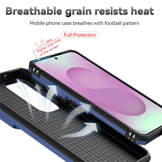 Páncélozott tok állvánnyal és lencsefedéllel Samsung Galaxy S26 készülékhez, kék színben