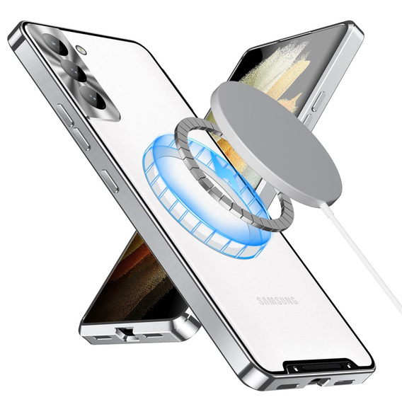 Kameravédő tok Samsung Galaxy S21 FE 5G, CamShield MagSafe, átlátszó / ezüst