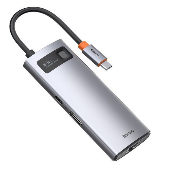 Metal Gleam sorozatú 6 az 1-ben USB-C dokkolóállomás USB-C eszközökhöz