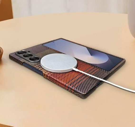 Tok Samsung Galaxy Z Fold6 5G - mágneses aramidszálas tok, narancssárga