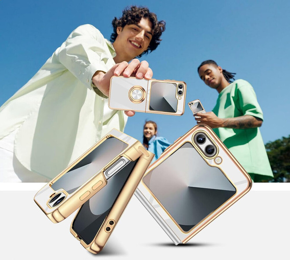 Telefontok a Samsung Galaxy Z Flip7 FE / Z Flip6, Electro Ring, fehér