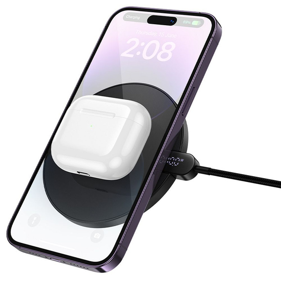 Induktív töltő LED kijelzővel, 15 W