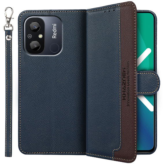 Pattintható tok a Xiaomi Redmi 12C, KHAZNEH RFID, kék / barna