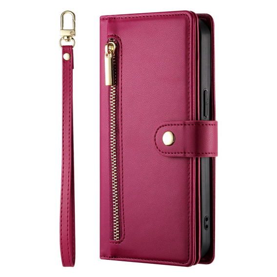 Pattintható tok a Xiaomi Poco X7 Pro 5G, Wallet Zipper Pocket, piros