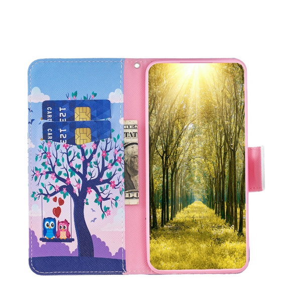Pattintható tok a Xiaomi Redmi Note 13 Pro 5G, Wallet, Owls & Tree