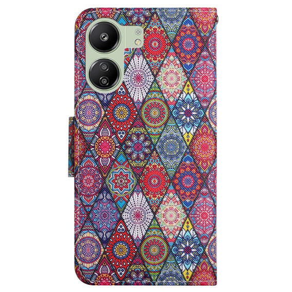 Pattintható tok a Xiaomi Redmi 13C / Poco C65, Wallet, Kaleidoscope, többszínű