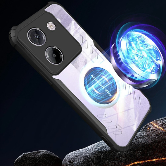 Tok Xiaomi Poco M7 Pro 5G, mágneses lemezzel, átlátszó / fekete